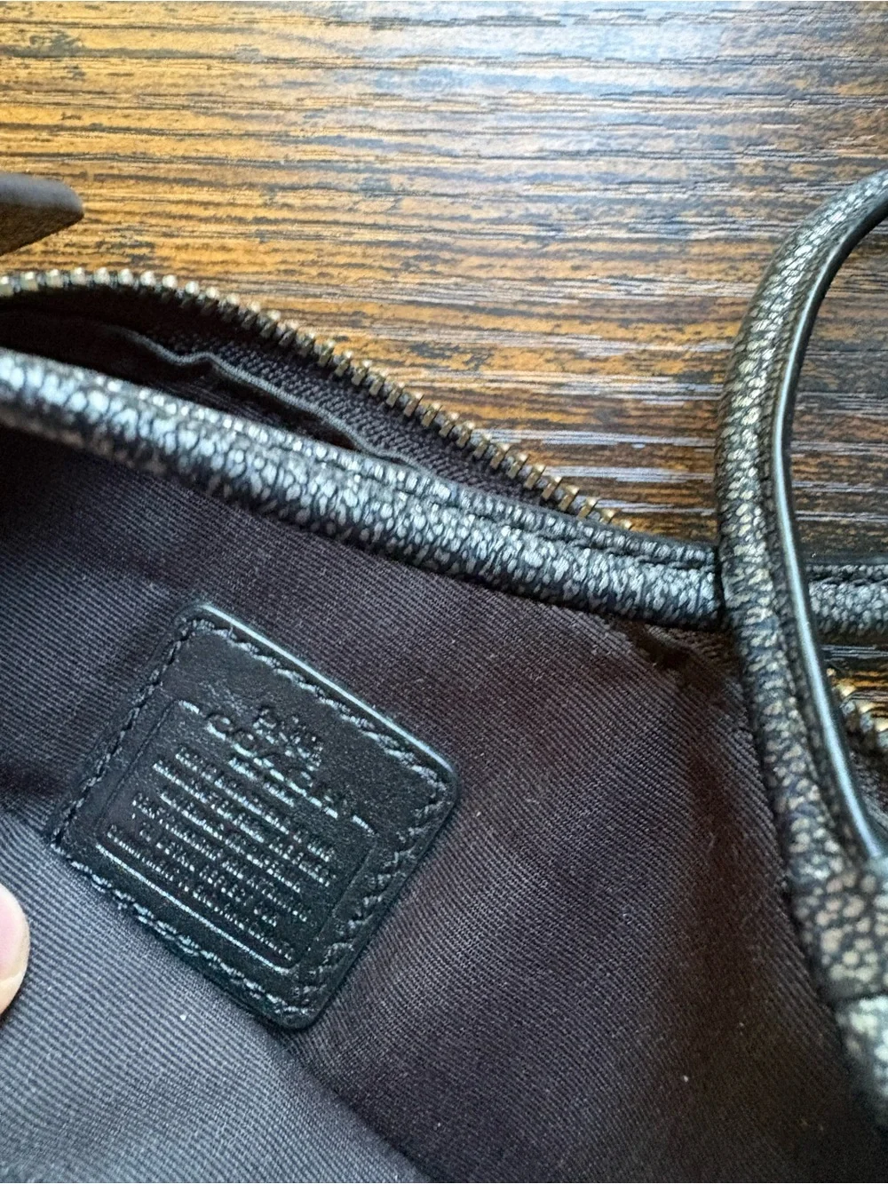 Coach Black/Silver Leather Wristlet - Coach